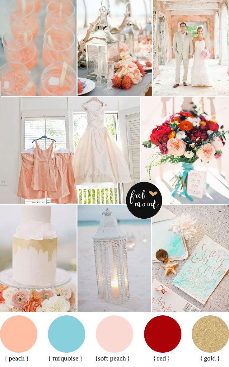 Peach And Turquoise Wedding