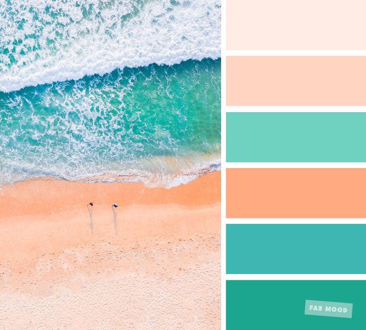 Peach and green color palette | Peach and teal color scheme #color #colorpalette