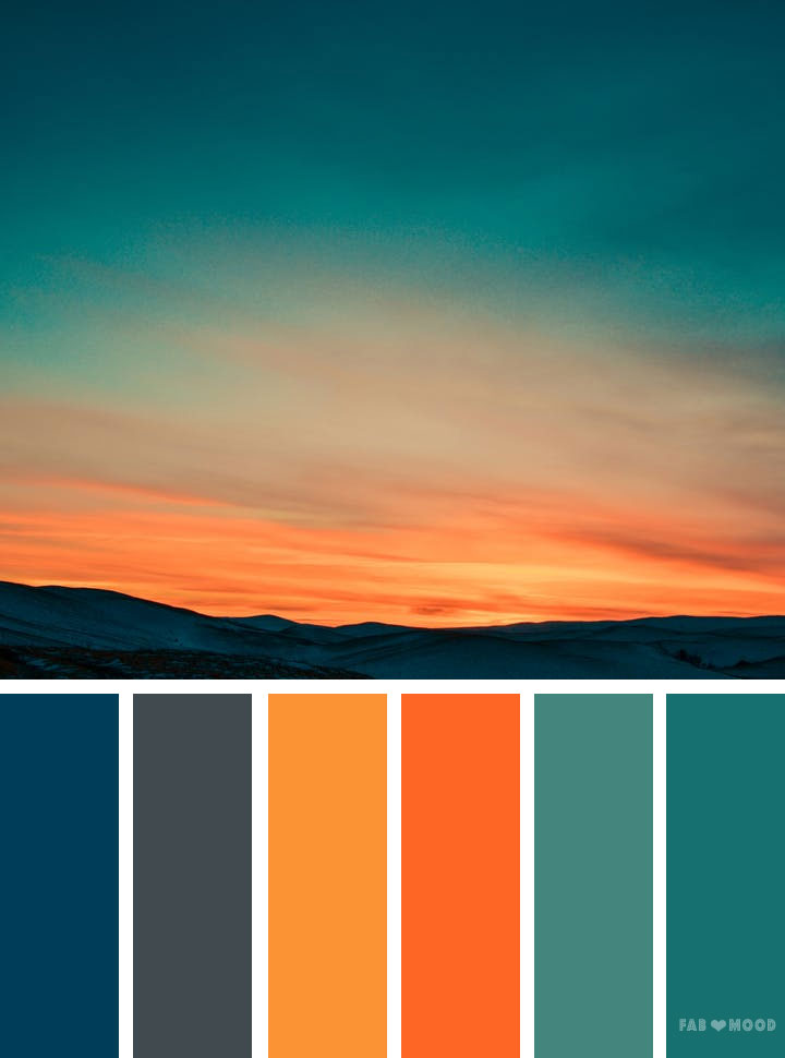 Orange teal sky inspired color palette