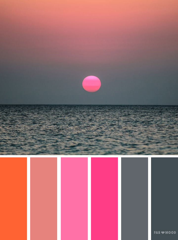 Grey Pink and orange color scheme