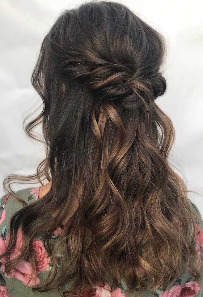 Drop-Dead Gorgeous Wedding Hairstyles - 44 Gorgeous Half Up Half Down Hairstyles,bridal updo hairstyles ,wedding hairstyle , half up half down hairstyles,bridal hairstyle #updo #messyupdo #weddinghair #hairstyles