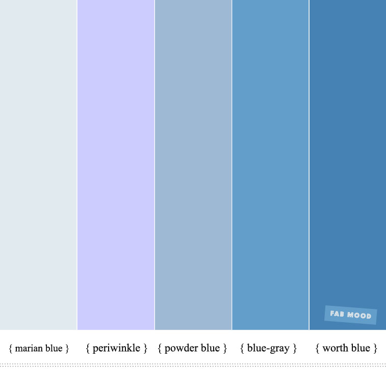 Shades of blue color scheme : Powder blue + blue grey color palette #color #colorpalette