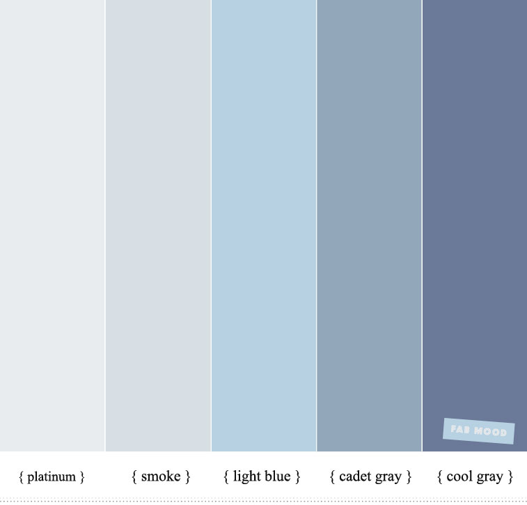 Shades Of Blue Color Scheme : Platinum + Cadet Gray + Cool Gray #color #colorpalette