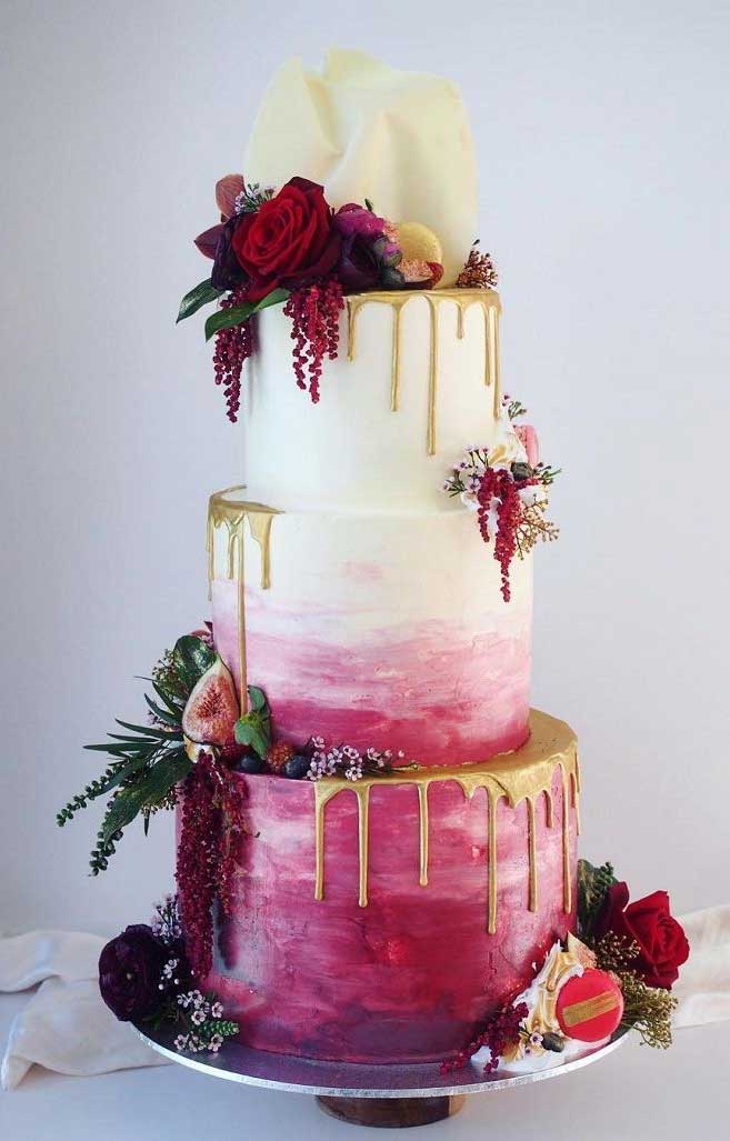Pretty Wedding Cakes To Inspire You For An Unforgettable Wedding - watercolor wedding cake ,ombre wedding cake #weddingcake pretty and unique wedding cakes, wedding cake ideas, wedding cake , wedding cake ideas 2019, wedding cake ideas rustic, unique wedding cake designs, luxury wedding cake ideas, elegant wedding cake, modern wedding cake designs, wedding cake pictures gallery