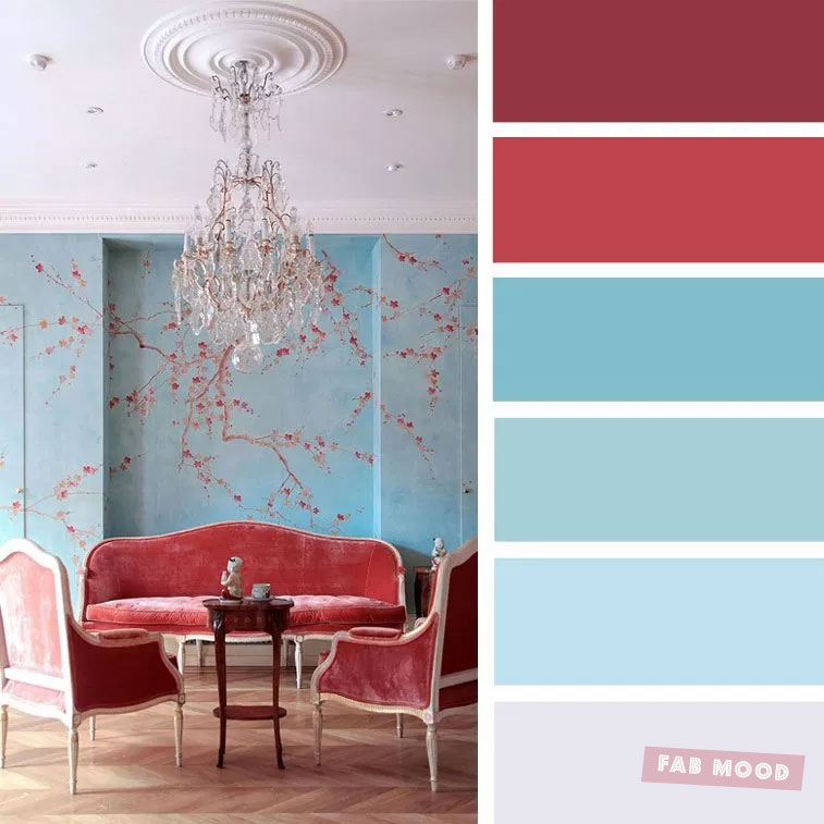 The best living room color schemes - Venetian red and Blue Color Palette #color #colorscheme