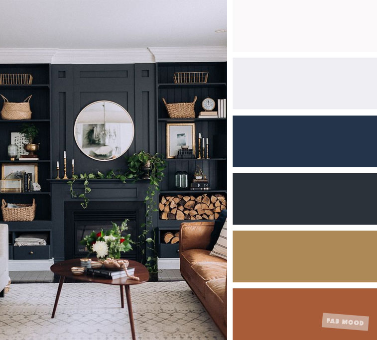 The best living room color schemes - Brown + Gold & Dark Blue Palette living room color scheme #colorscheme #colorpalette