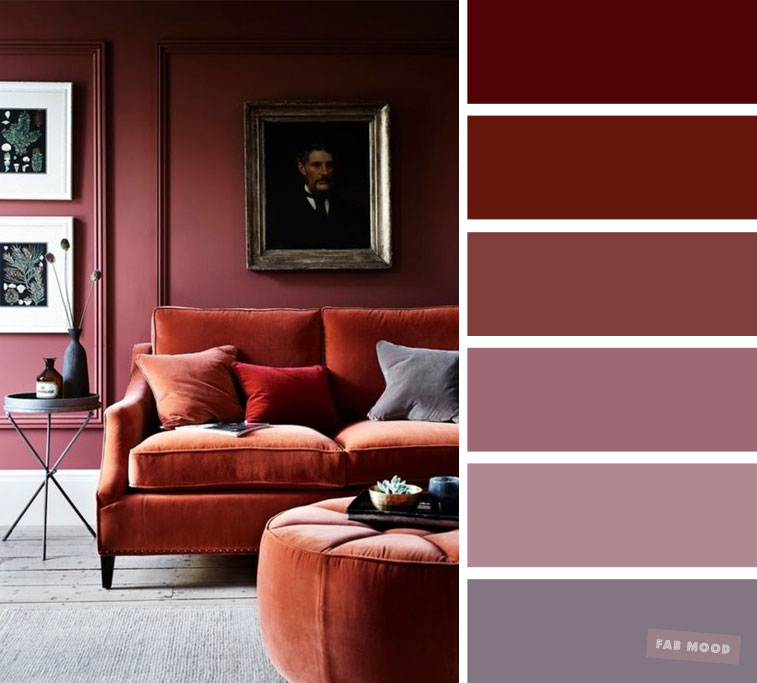 The best living room color schemes - Mauve & Earth tone Brick colors #earthtone #color #colorscheme #mauve #livingroom