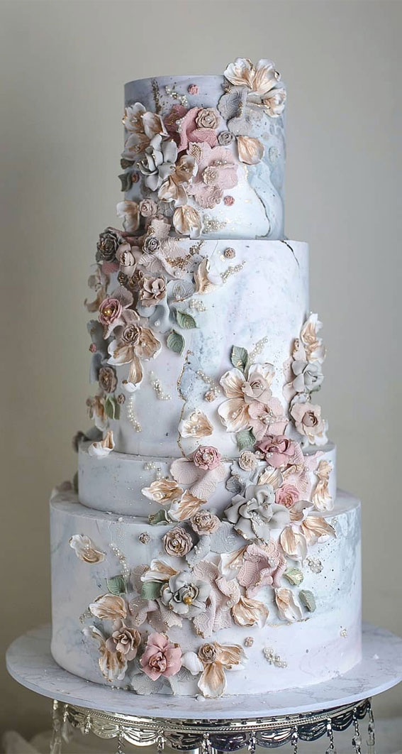 grey marble wedding cake, wedding cake, embellished wedding cake, ornate wedding cake, elegant wedding cake, wedding cake ideas #weddingcake #wedding #cakeideas wedding cake with flowers #cake