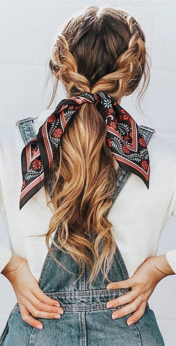 cute hairstyle, quick hairstyle, easy hairstyle with scarf , hairstyles for really hot weather #hairstyle