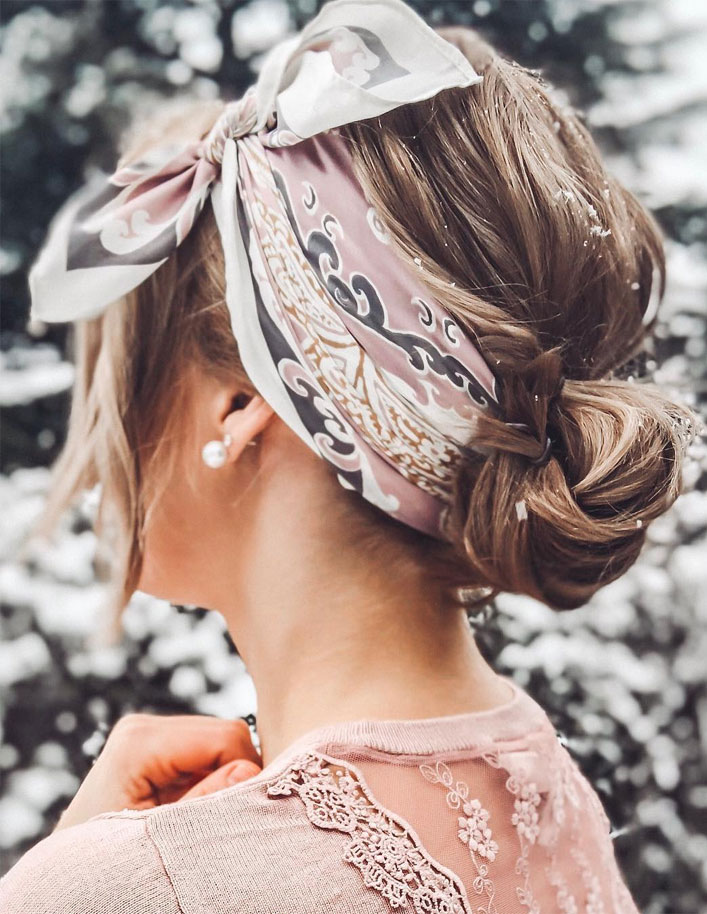 21 pretty ways to wear a scarf in your hair, easy hairstyle with scarf , hairstyles for really hot weather #hairstyle