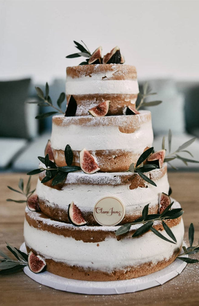 32 Jaw-Dropping Pretty Wedding Cake Ideas - four tier semi naked wedding cake #weddingcake #cake #seminakedweddingcake