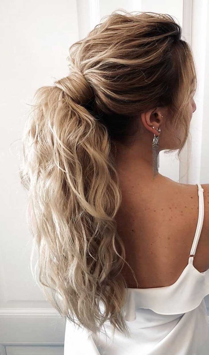 Trendiest Updos For Medium Length Hair To Inspire New Looks : High Bun with  Volume