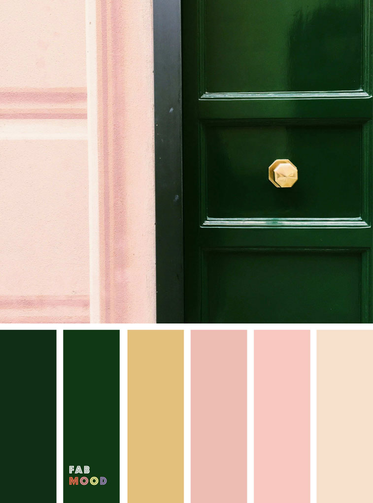 Green emerald and pink color palette with gold accents #emerald #pink colour palette #colors #colorpalette