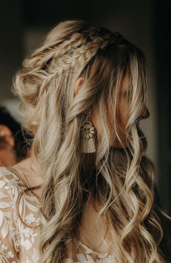 39 Gorgeous Half Up Half Down Hairstyles , Double braids half up half down hairstyles , Fishtail braided half up half down,boho hairstyle #hair #hairstyles #braids #halfuphalfdown #braidhair boho hairstyle