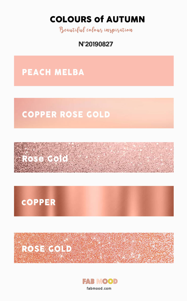 Autumn Color 2019 - Metallic Color Palettte { Rose Gold + Copper + Peach Melba } #color #metallic #fallwedding