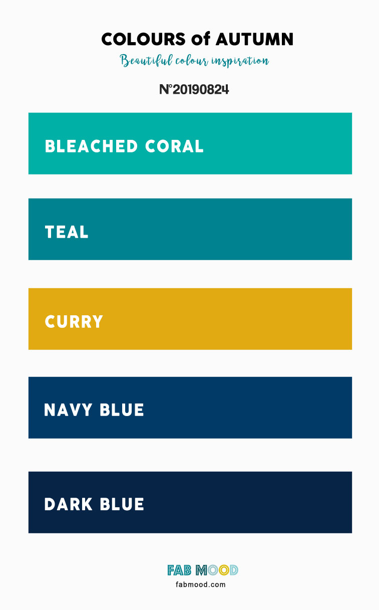 Autumn Color 2019 { Bleached Coral + Curry + Teal + Dark Blue } #color #autumn #teal #fallwedding #autumnwedding