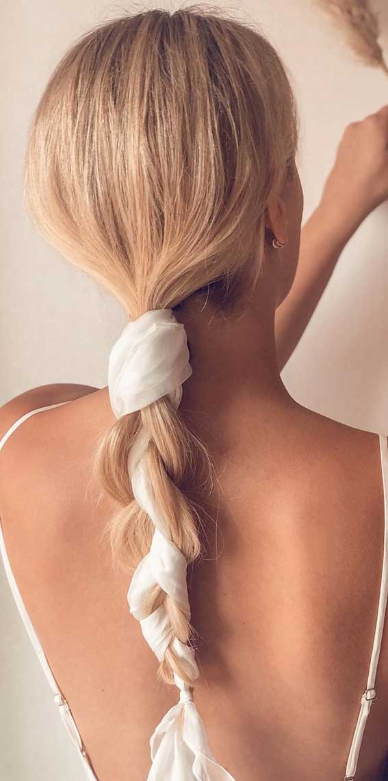 45 Pretty Ways To Style Your Hair With A Scarf - braid & silk