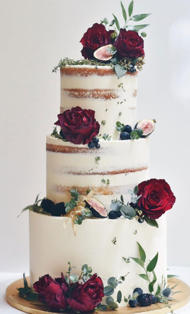 semi-naked wedding cake, wedding cake ideas,autumn wedding cake , rustic wedding cake, buttercream wedding cake, semi naked autumn wedding cake #wedding #weddingcake #cake #seminakedweddingcake