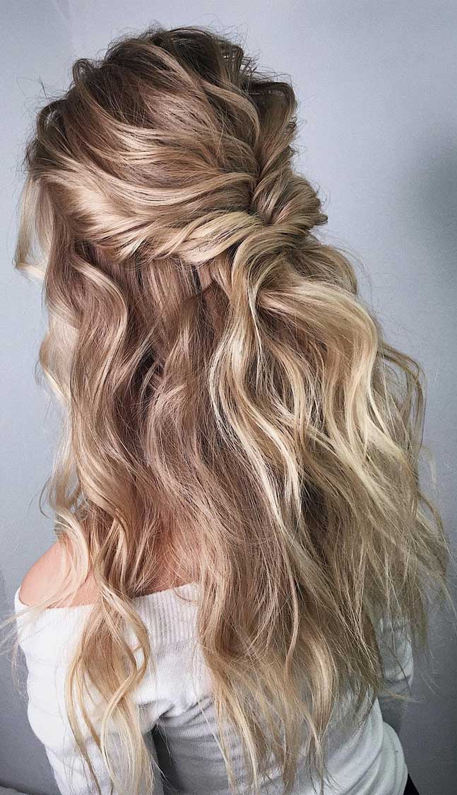 Half Up Half Down Hairstyles , partial updo hairstyle , half up half down hairstyles wedding, braid half up half down hairstyles , bridal hair ,boho hairstyle #hair #hairstyles #braids #halfuphalfdown #braidhair half up hairstyles for medium length hair, sleek half up half down hairstyles, pretty half up half down hairstyles