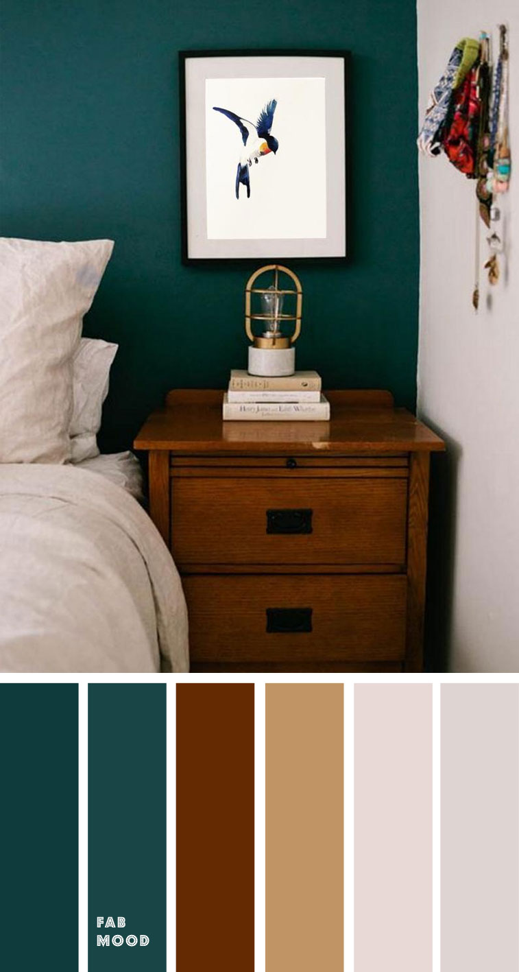 Beautiful bedroom color scheme : Dark Green and Brown, bedroom color, bedroom color decors