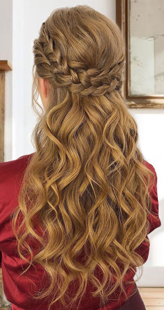 braided half up, textured half up, half up half down hairstyle, casual half up half down hairstyles, wedding hairstyles, half up hairstyles , trendy half up half down hairstyles, half up half down for wedding , prom hairstyles #halfuphairstyle 