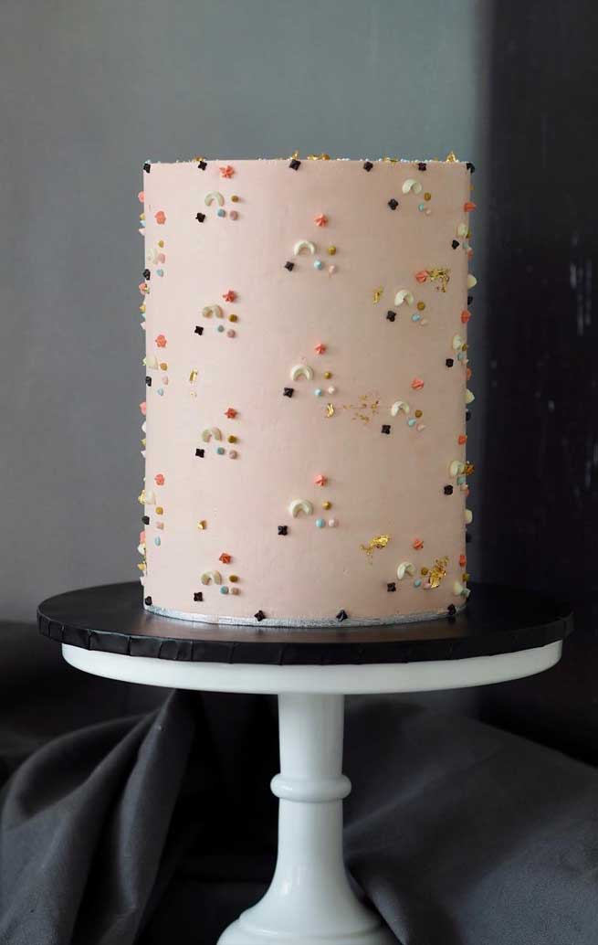 painted wedding cake, single tier wedding cake #weddingcakes