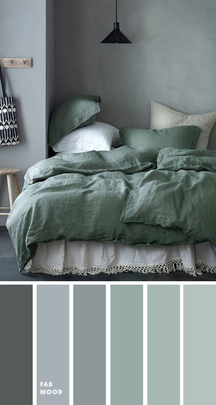 Grey green bedroom color palette