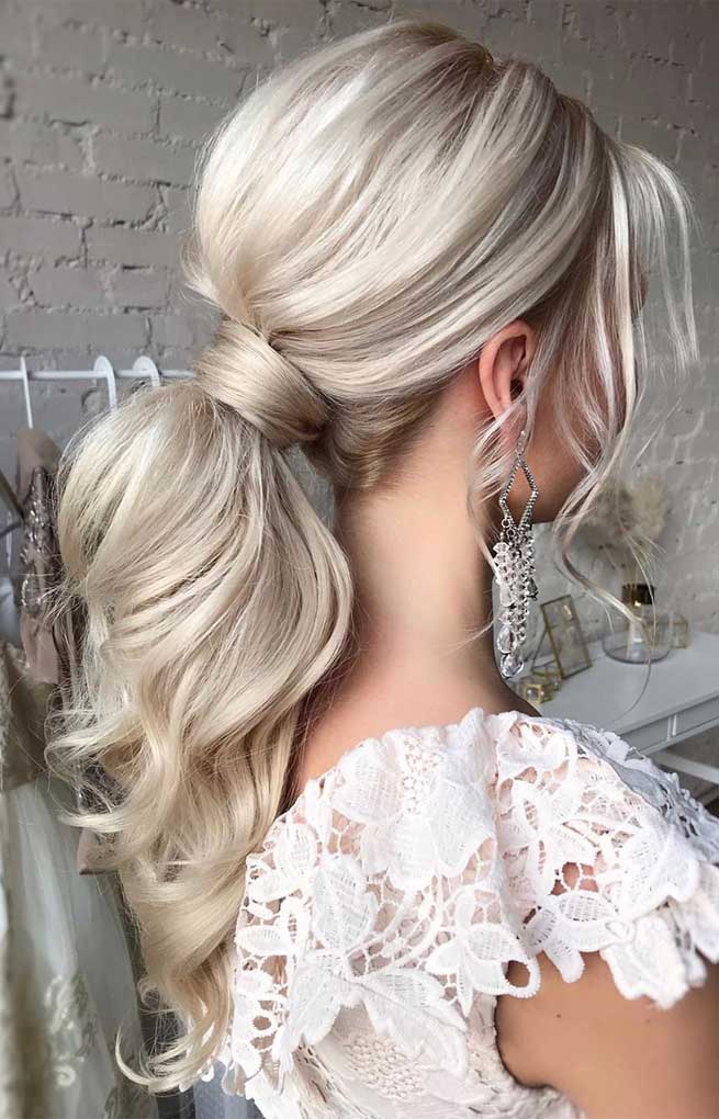 wavy and voluminous ponytail, ponytail hairstyles , wedding ponytail #ponytails
