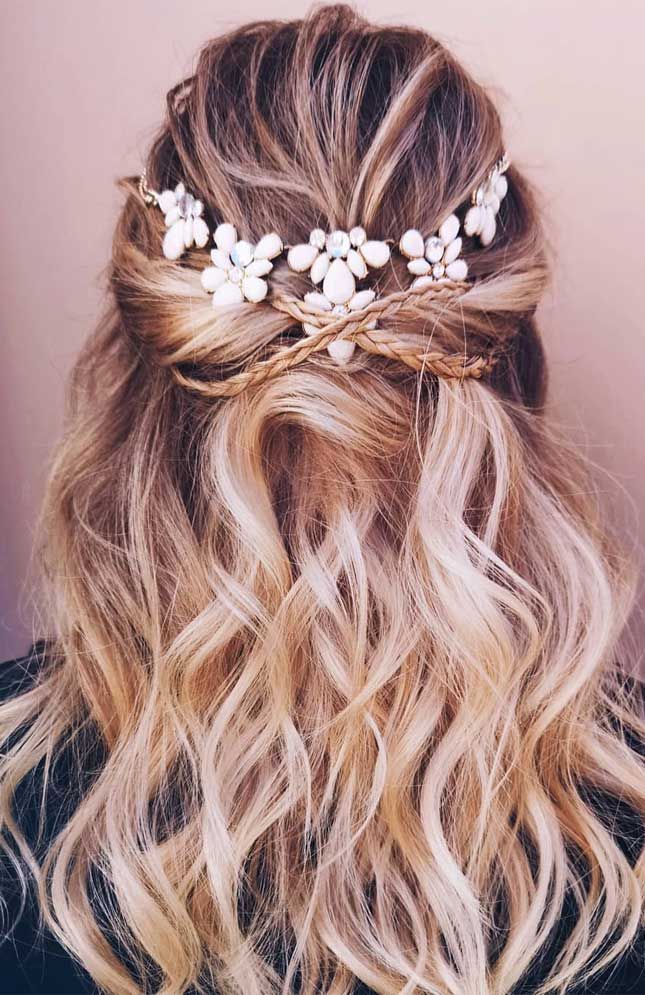 half up half down hairstyles , partial updo hairstyle , half up half down hairstyles wedding, fab mood, braid half up half down hairstyles , bridal hair , boho hairstyle #hair #hairstyles #braids #halfuphalfdown half up hairstyles for medium length hair, pretty half up half down hairstyles