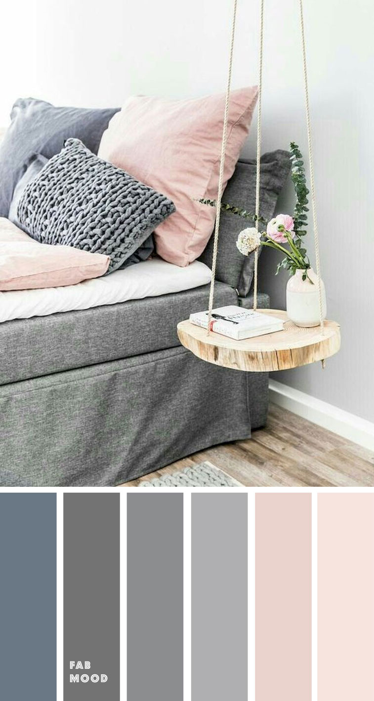 Pink and grey bedroom color palette