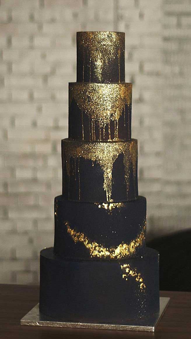 contemporary wedding cake , wedding cakes #weddingcakes black and gold wedding cake