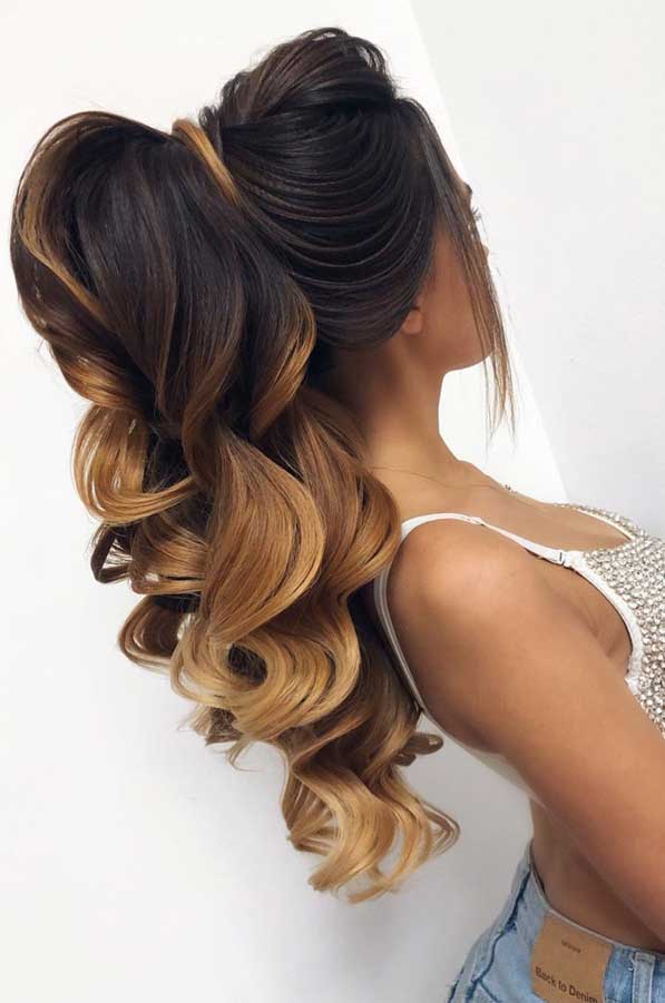 ponytail updos for weddings, ponytail hairstyles, ponytail hairstyles 2020, wedding ponytail, prom hairstyles, prom ponytail #weddinghairstyles wedding hairstyles