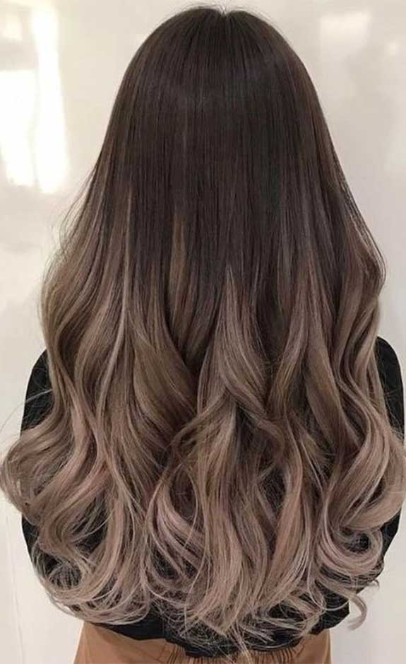 ash hair color, brown hair color, balayage hair blonde, subtle blonde balayage, blonde balayage on dark hair, light blonde balayage, warm brown balayage #brownhair #balayagehairblonde hair color ideas, hair color trends 2020