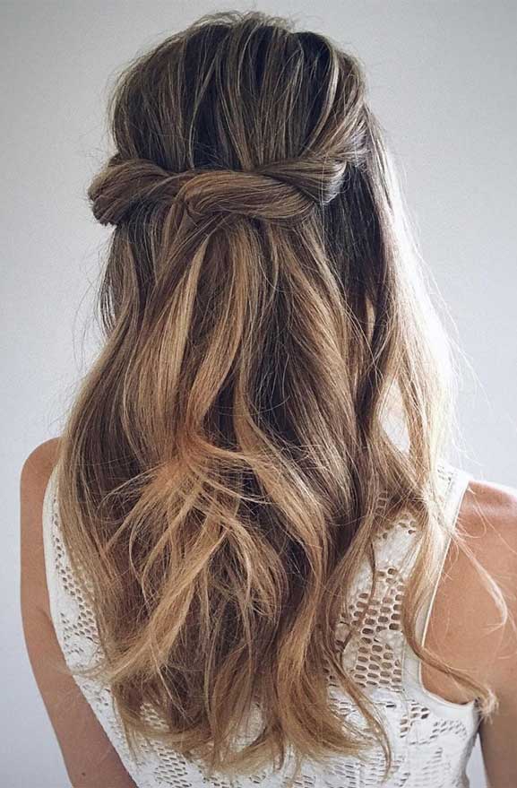 half up half down hairstyles , partial updo hairstyle , half up half down hairstyles wedding, wedding half up half down hairstyles , bridal hair , boho hairstyle #hair #weddinghairstyles #halfuphalfdown half up hairstyles for medium length hair , wedding hairstyles