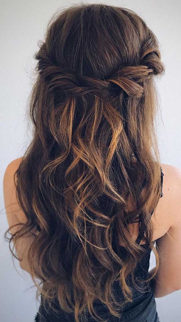 half up half down hairstyles , partial updo hairstyle , half up half down hairstyles wedding, wedding half up half down hairstyles , bridal hair , boho hairstyle #hair #weddinghairstyles #halfuphalfdown half up hairstyles for medium length hair , wedding hairstyles