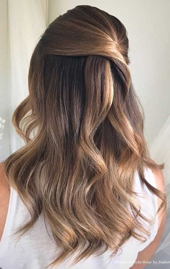 half up half down hairstyles , partial updo hairstyle , half up half down hairstyles wedding, fab mood, braid half up half down hairstyles , bridal hair , boho hairstyle #hair #weddinghairstyles #halfuphalfdown half up hairstyles for medium length hair