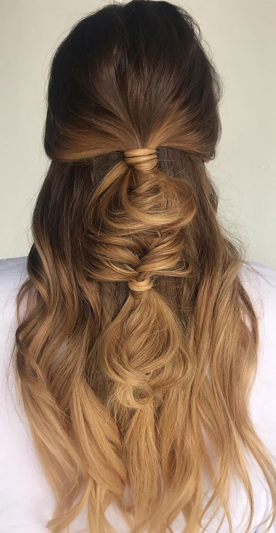 29 Beautiful Half Up Half Down Hairstyles : Half up fishtail braids