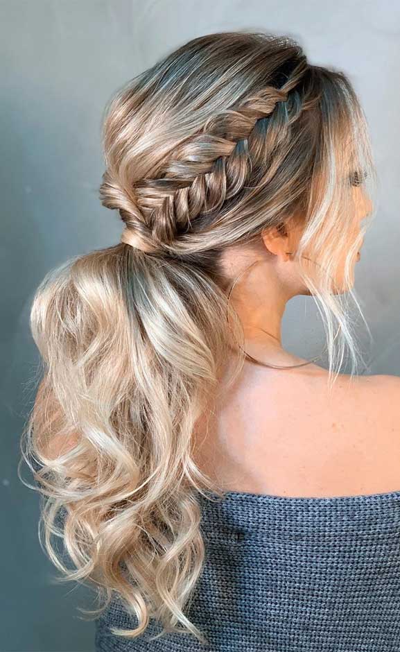 ponytail updos for weddings, ponytail hairstyles, ponytail hairstyles 2020, wedding ponytail, prom hairstyles, prom ponytail #weddinghairstyles wedding hairstyles, ponytail