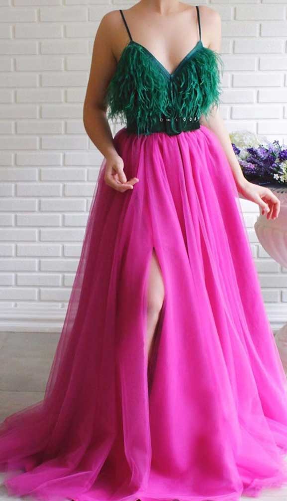 45 Stunning Prom Dress Ideas That’ll Make You Swoon : Green+hot pink dress