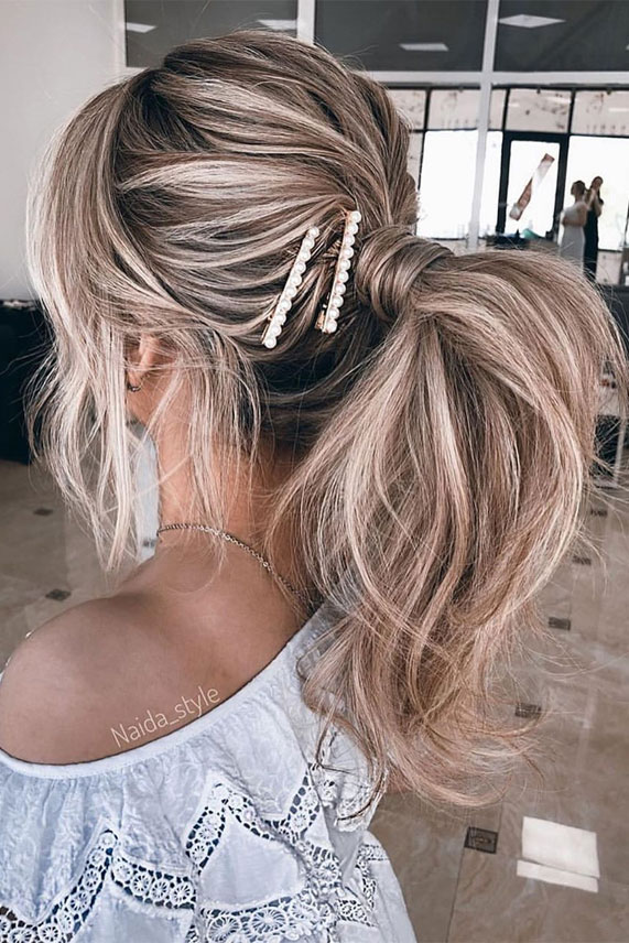 puff ponytail, ponytail updos for weddings, ponytail hairstyles, ponytail hairstyles 2020, wedding ponytail, bridal ponytail, prom hairstyles, prom ponytail #weddinghairstyles wedding hairstyles, ponytail #ponytail textured ponytail , simple hairstyle