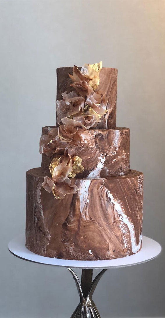 These 39 Wedding Cakes Are Seriously Pretty – Marble Brown Cake