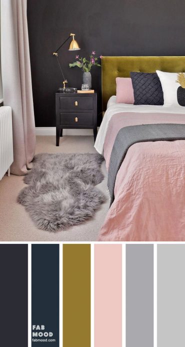 Charcoal bedroom with pink accents