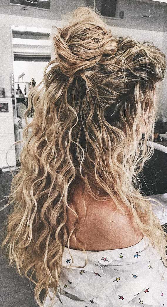 half up half down hairstyles , partial updo hairstyle , half up half down hairstyles wedding #halfup blonde half up, braid half up half down hairstyles , bridal hair , boho hairstyle #hair #weddinghairstyles #halfuphalfdown half up hairstyles for medium length hair, half up, hairstyle, hair, half up dos, half up hairstyle