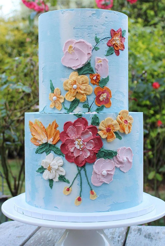 cake painting on buttercream, buttercream wedding cake, wedding cake, wedding cake designs, wedding cake ideas, unique wedding cake designs #weddingcake #weddingcakes #cakedesigns wedding cakes 2020