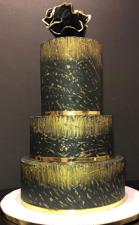 wedding cake, black and gold wedding cake, wedding cake designs, wedding cake ideas, unique wedding cake designs #weddingcake #weddingcakes #cakedesigns wedding cakes 2020
