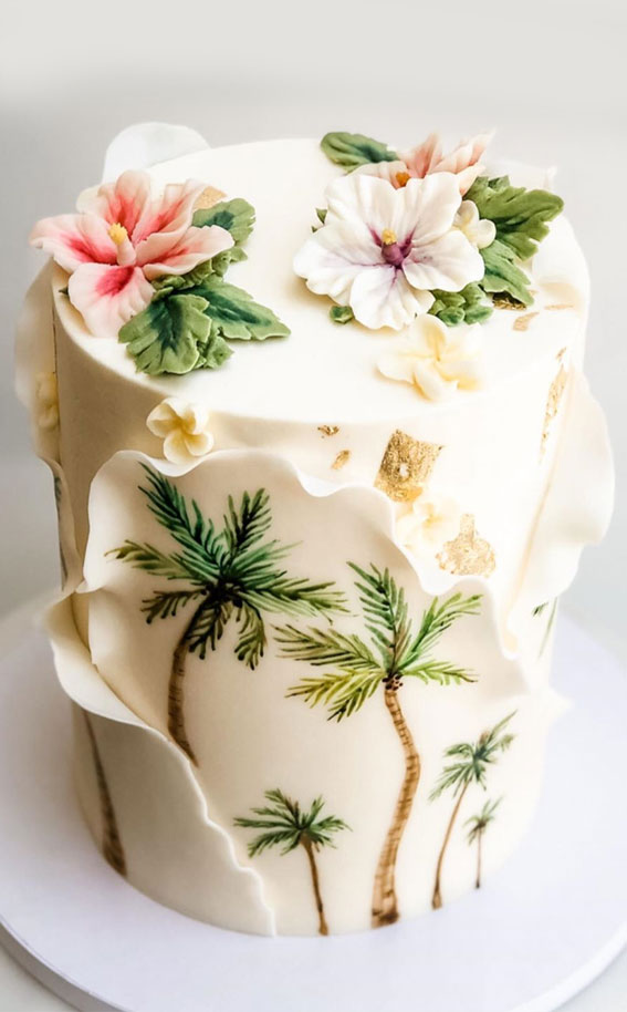 tropical cake, tropical inspired cake, birthday cake, cake design