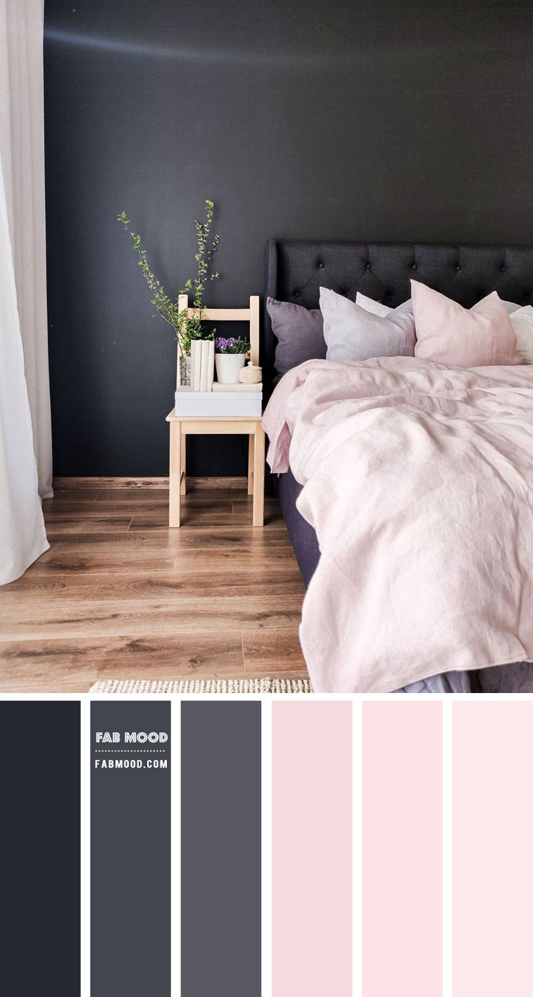 charcoal and blush bedroom, charcoal and pink blush color schemes , blush and charcoal color combos , black and blush color combos