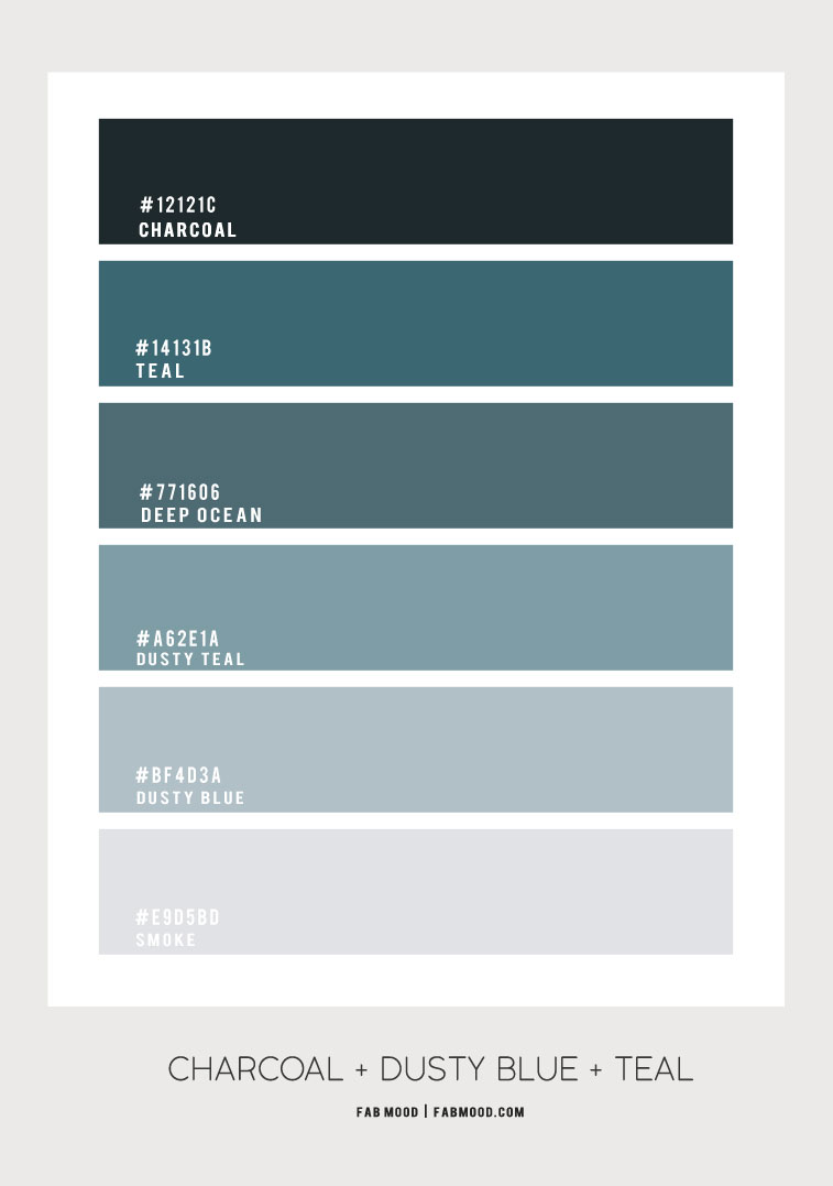 Charcoal, dusty blue and teal bedroom color combos