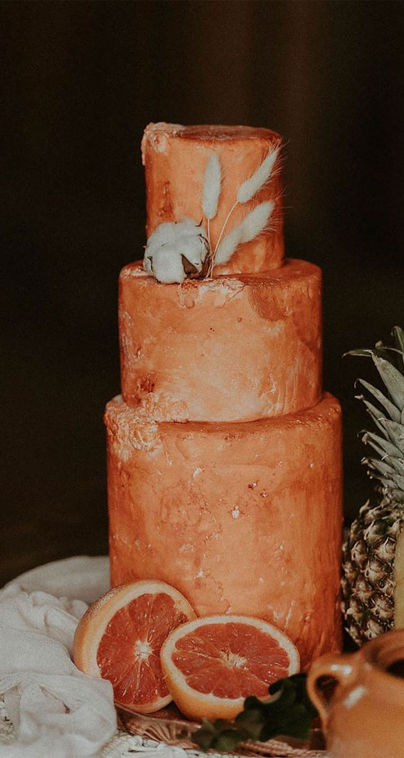 concrete cake , textured wedding cake, autumn wedding cake ideas, moody wedding cake, concrete wedding cake, terracotta cake, boho wedding cake