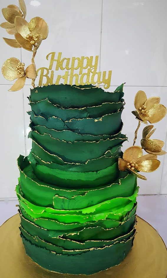 The Prettiest Cake Designs To Swoon Over : Green Ombre Ruffled